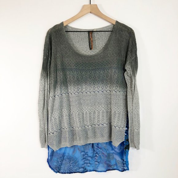 Aratta Tops - Aratta Mixed Media Scoop Neck Tunic Top M
